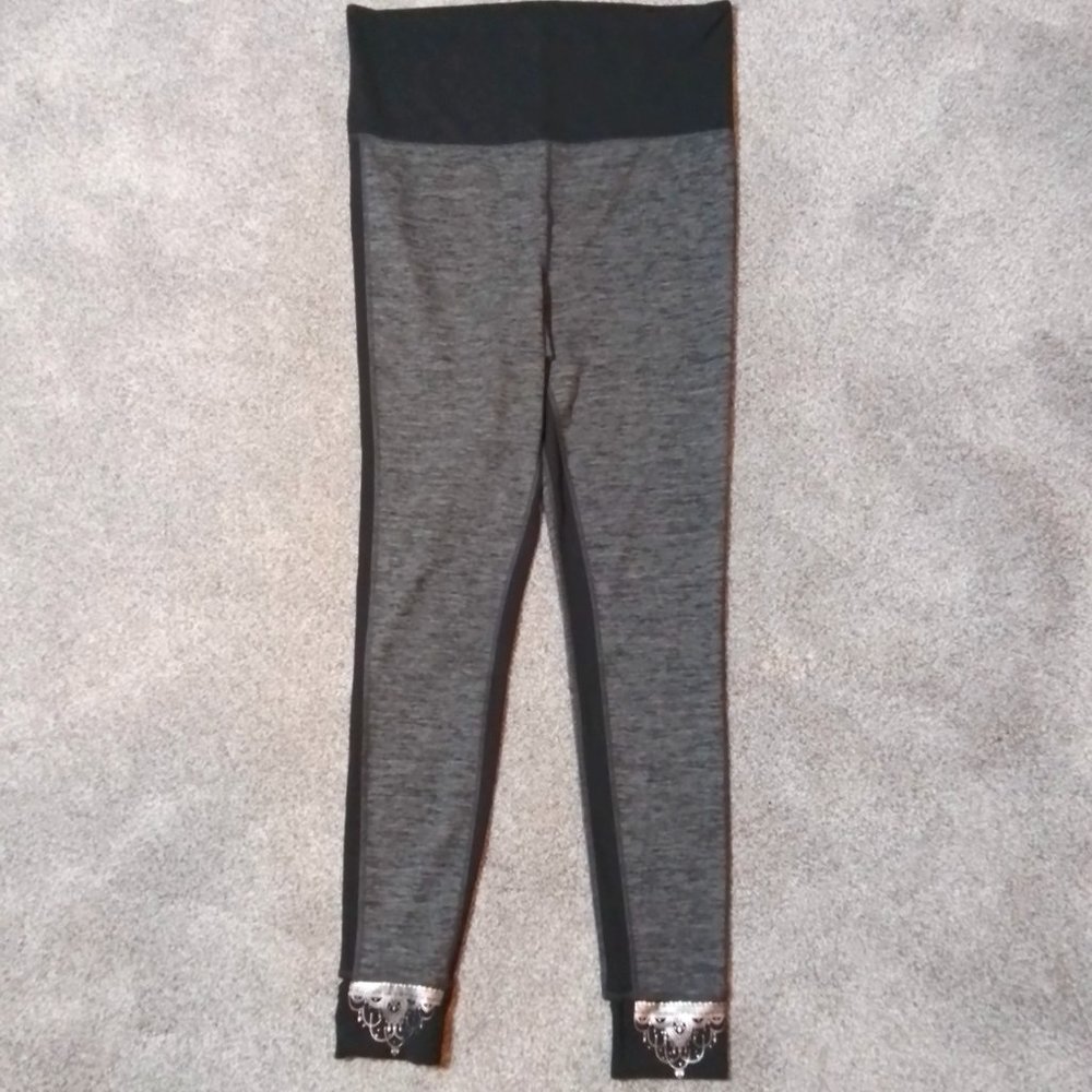 Gaiam Leggings Black & Heathered Grey High Rise Yoga Pants size L